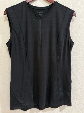 Athleta Black Sleeveless Fitted Zip-Up Performance Tank Top Large